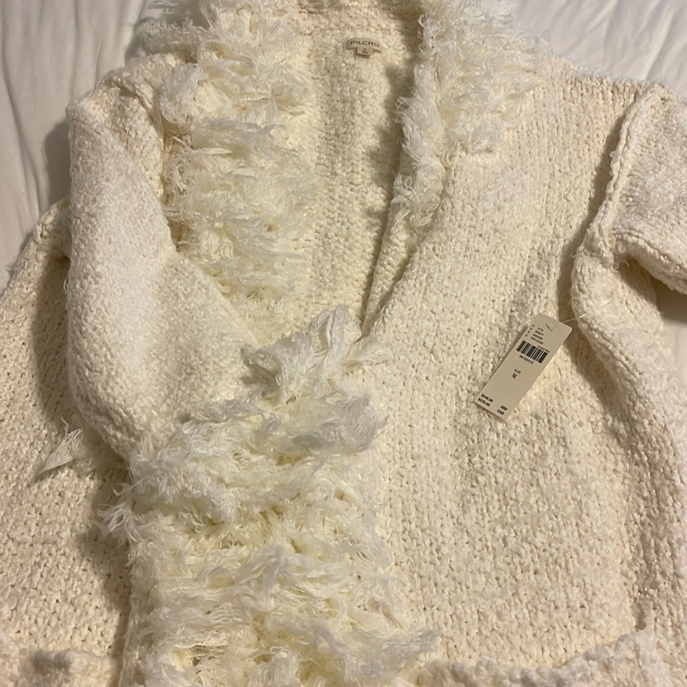 Anthropology Pilcro oversized Fringe Cardigan sweater